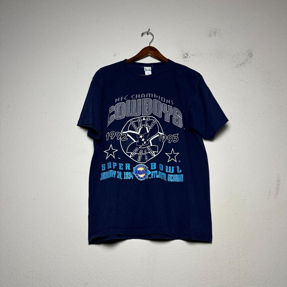 VTG NFL NFC Men L Shirt Champions Dallas Cowboys 94 Graphic Blue Football USA